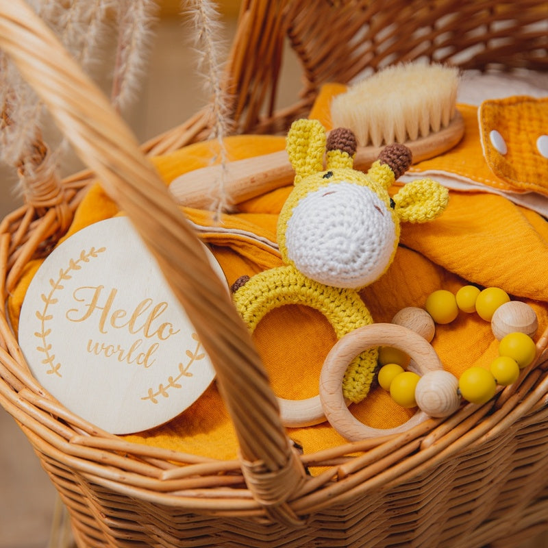 SoftNest™ Wooden & Cotton Baby Sensory Comfort Gift Set